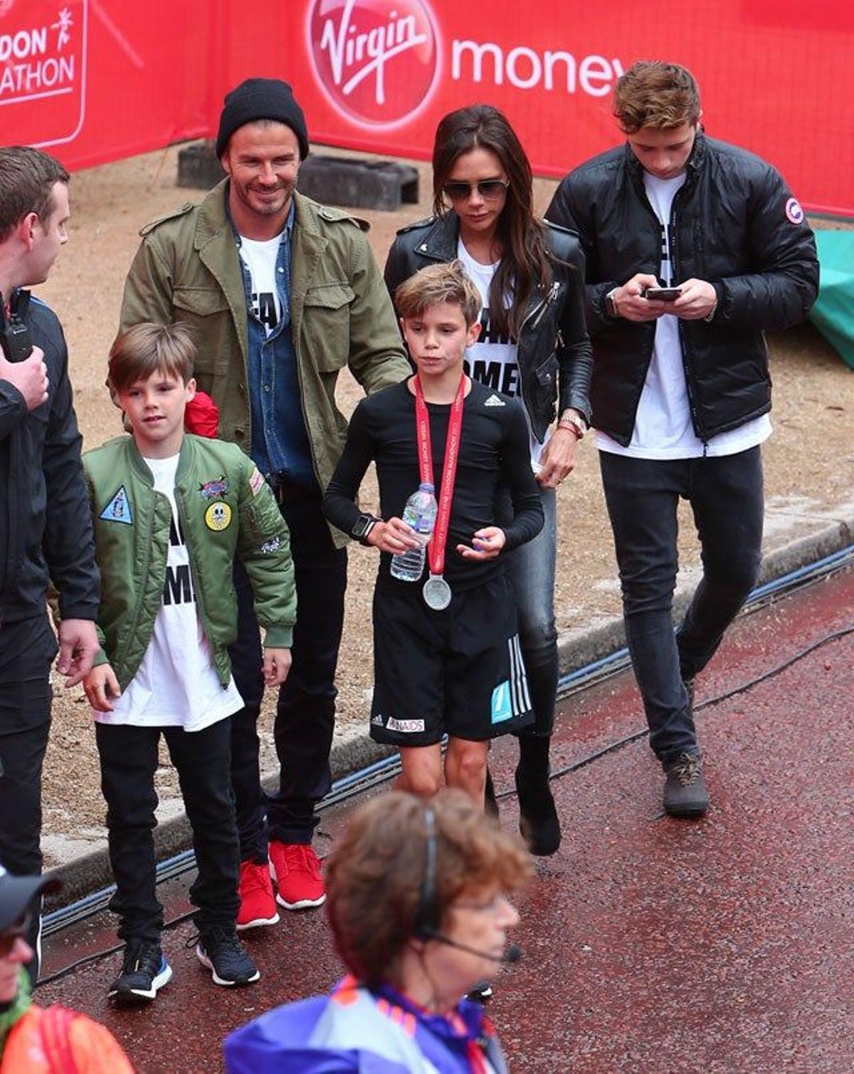 Los Beckham en la maratón de Londres