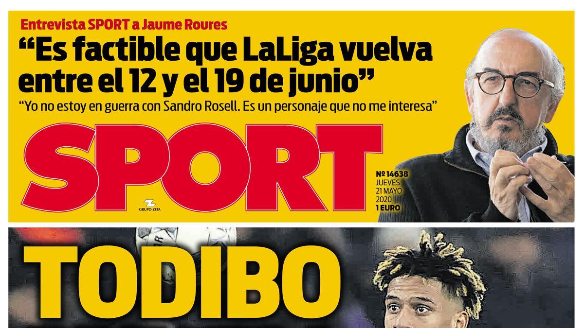 Esta es la portada de SPORT