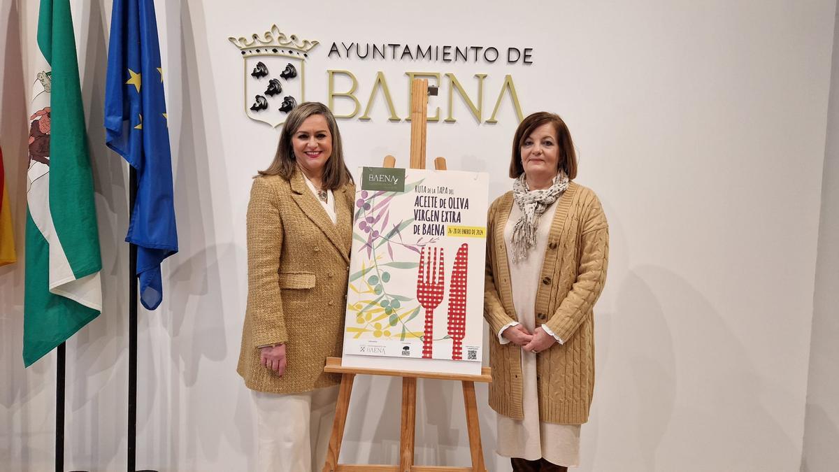 María Jesús Serrano y Ana Cruz, en la presentación de la Ruta de la Tapa de AOVE de Baena.