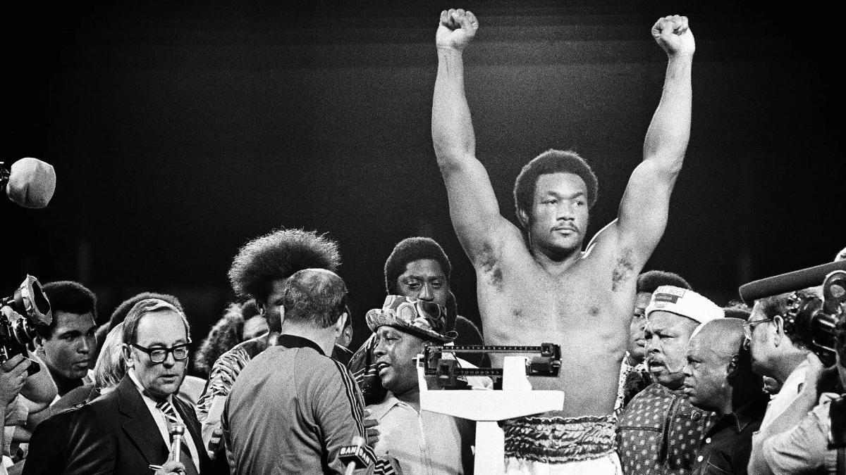 George Foreman, en Kinshasa en el famoso combate ante Muhammad Ali en 1974 en Zaire.