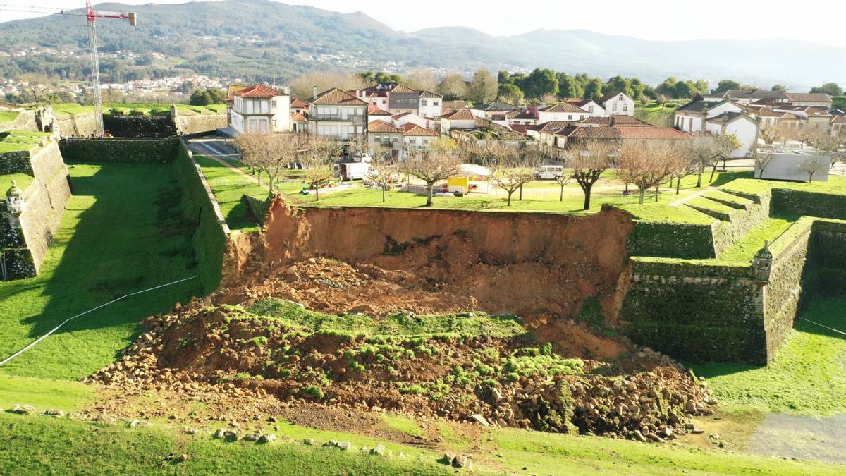 Estado en el que ha quedada la parte de la fortaleza de Valença afectadas por el derrumbe