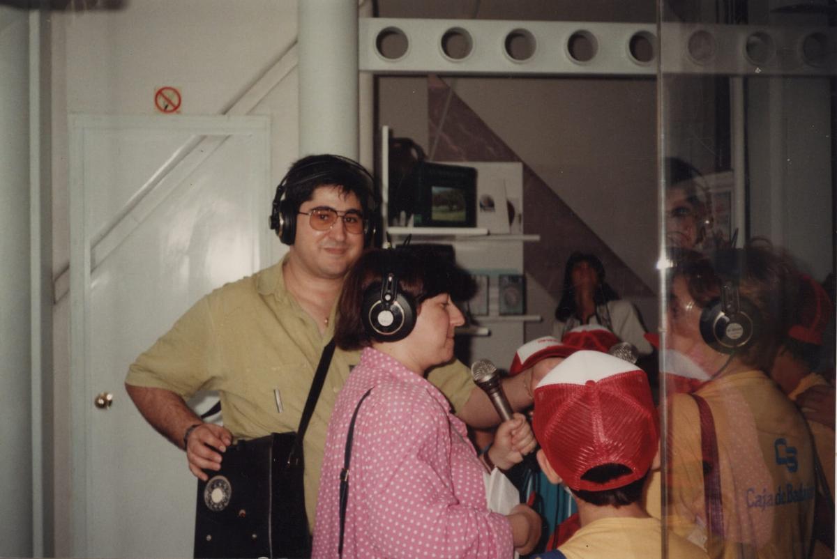 Pilar Fernández y el técnico Miguel Ángel Bravo, en la Expo del 92.