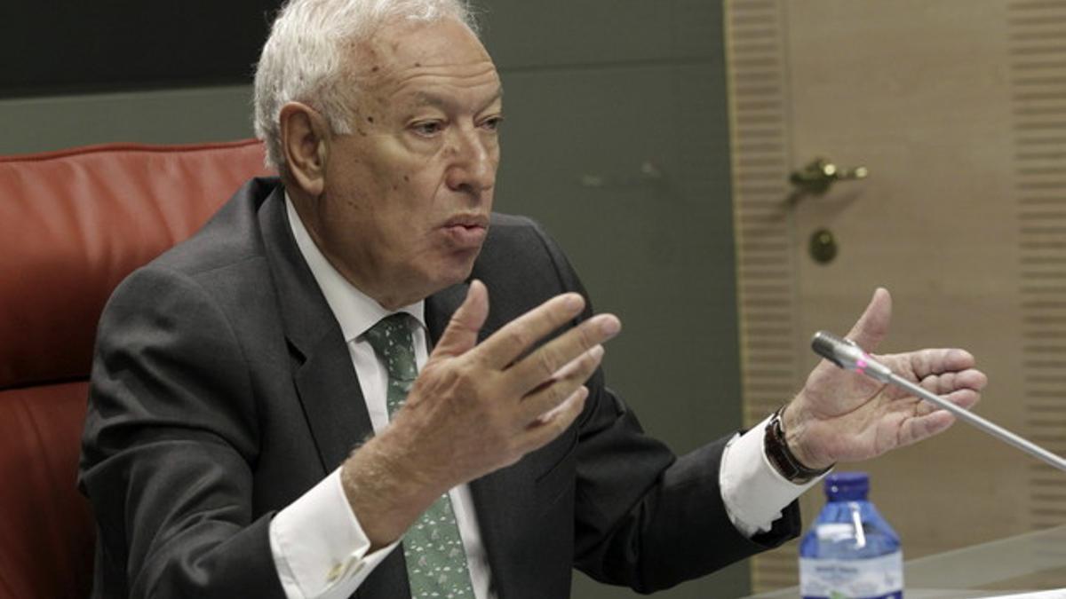 El ministro de Exteriores, José Manuel García Margallo, el pasado jueves, en rueda de prensa.