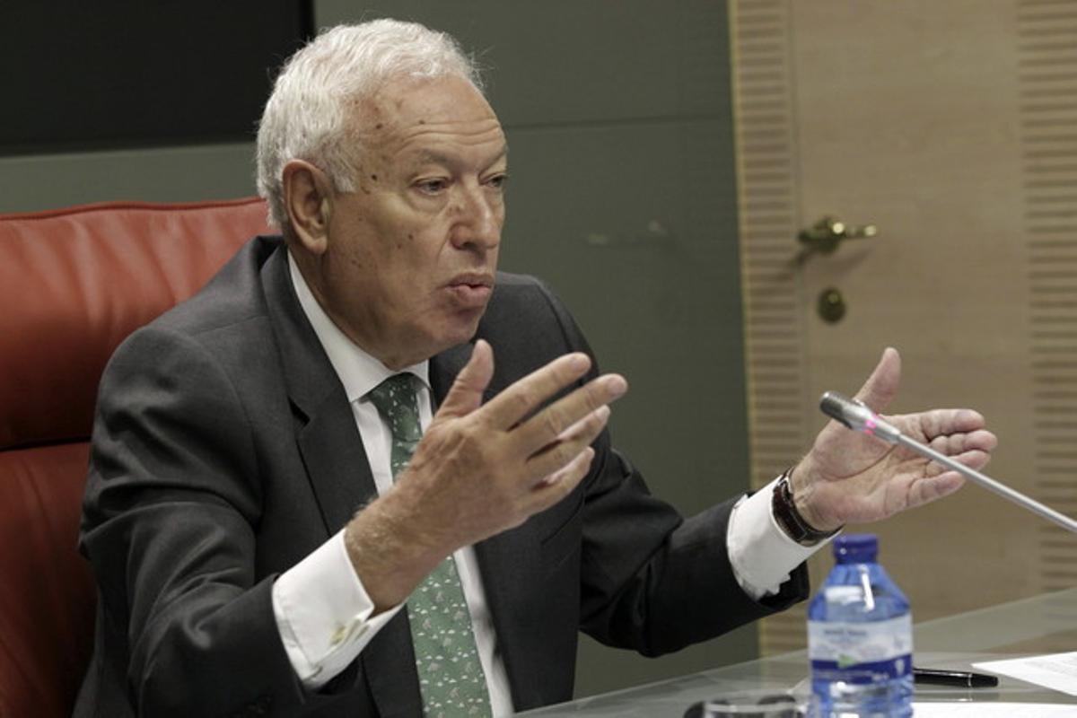 El ministre d’Exteriors, José Manuel García Margallo, dijous passat, en roda de premsa. El ministre d’Exteriors, José Manuel García Margallo, dijous passat, en roda de premsa.