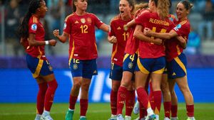 07/07/2025 Las jugadoras de España celebran uno de sus goles ante Bélgica en la Eurocopa de Suiza de 2025 EUROPA DEPORTES SUIZA PRENSA RFEF