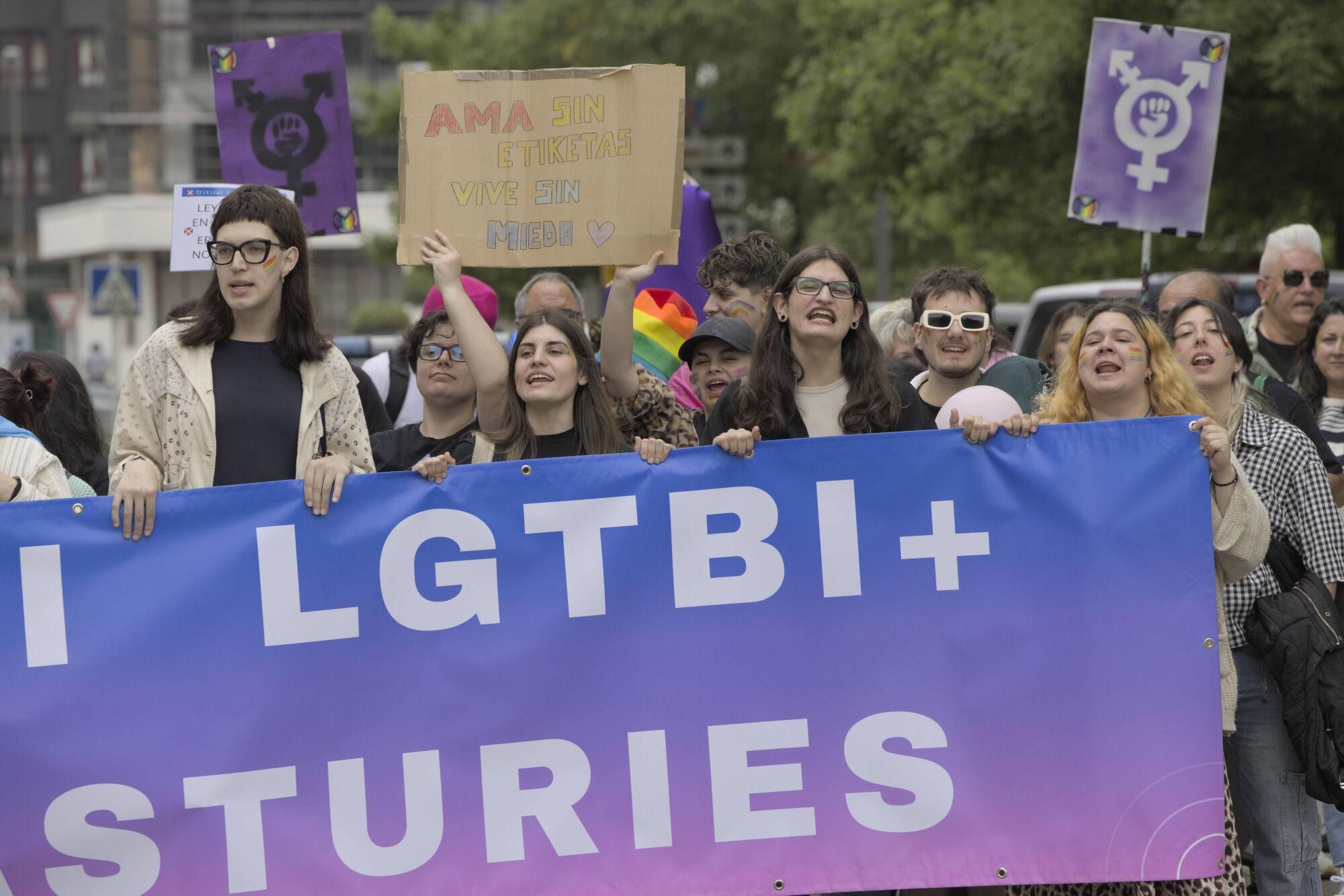 En imágenes: Así fue la manifestación LGTBI de Avilés, con "Santina de Queervadona" incluida