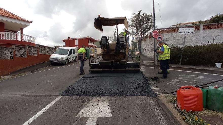 Obras en la calle Las Toscas, en Tacoronte