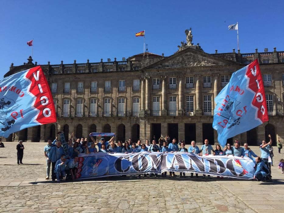 La afición del Celta camino de Riazor