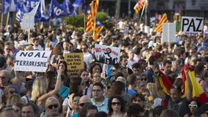 Una magen de la manifestación del sábado en Barcelona bajo el lema ’No tinc por’.