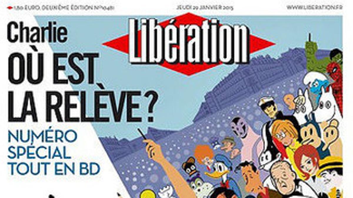 La portada de 'Libération' de este jueves, un homenaje a 'Charlie Hebdo'.
