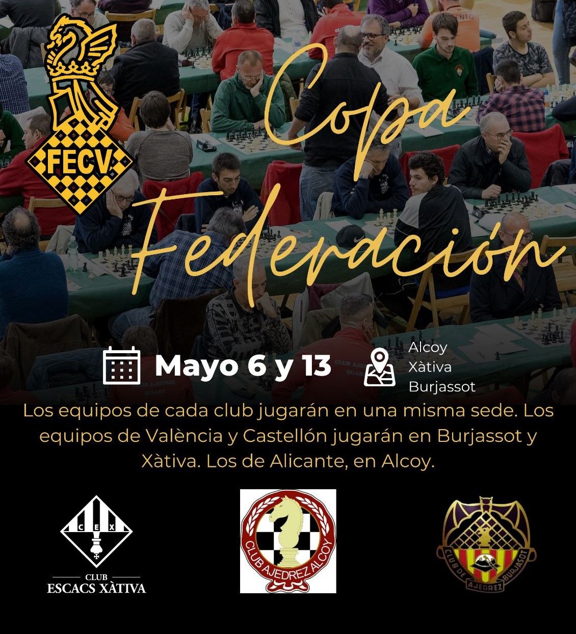 Cartel de la Copa Federación de Ajedrez en Xàtiva.