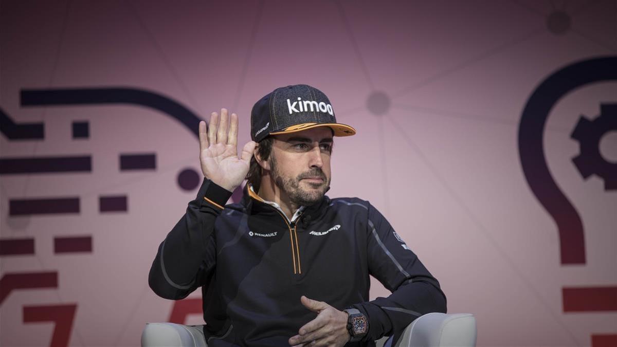 Fernando Alonso, en el Mobile World Congress de Barcelona.