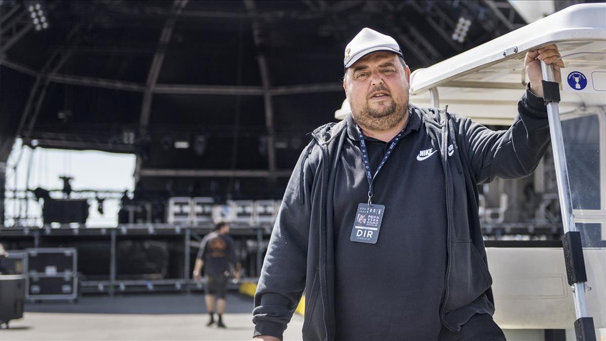 Gabi Ruiz, este martes en el Parc del Fòrum, en los preparativos del Primavera Sound