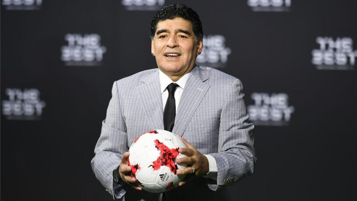 Maradona, durante la gala organizada por la FIFA