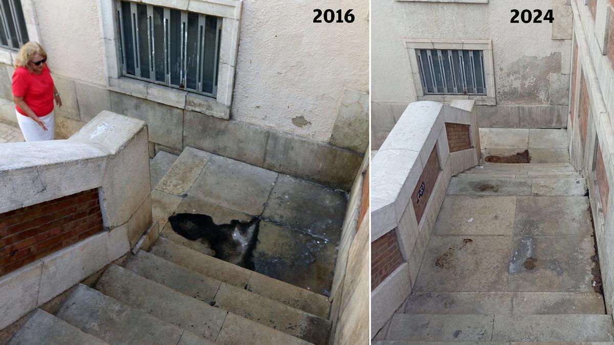 La calle Corinto de La Malagueta, hace ocho años y esta misma semana.