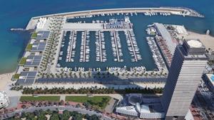 Continuen les obres del Port Olímpic de Barcelona després del tancament dels restaurants