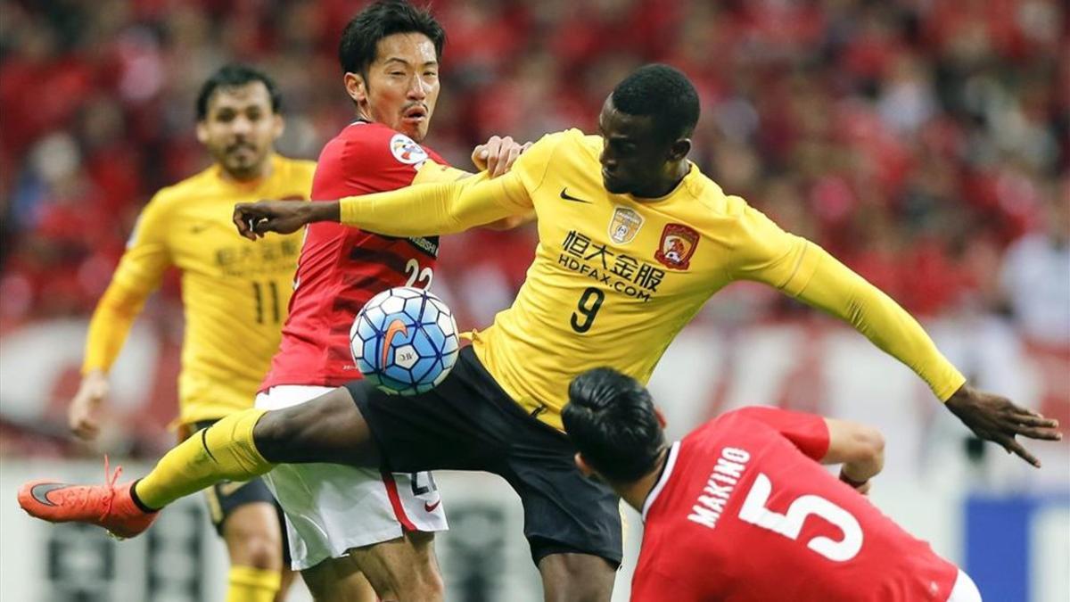 Jackson Martínez, en un partido con la camiseta del Guangzhou Evergrande