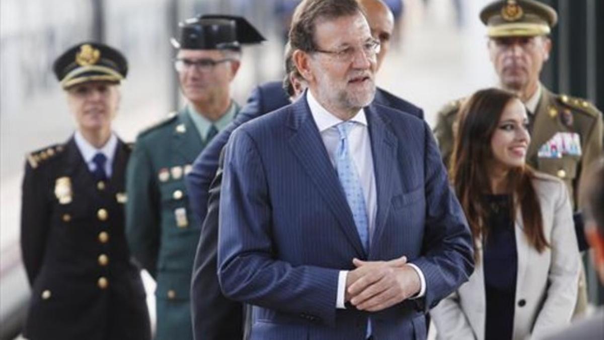 Mariano Rajoy, ayer, en la inauguración de la nueva línea del AVE a León.