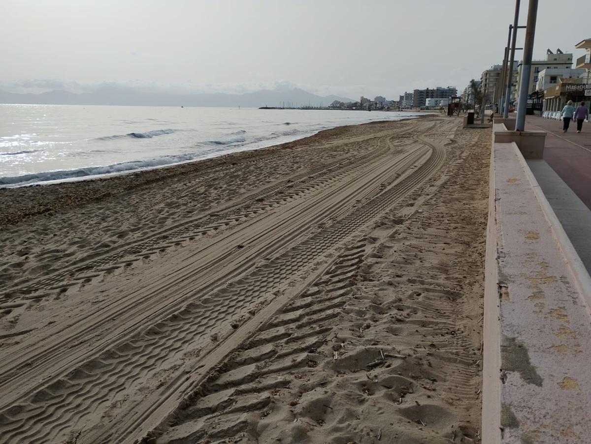 La playa de Can Picafort presenta esta imagen actualmente, sin ningún tipo de servicio.