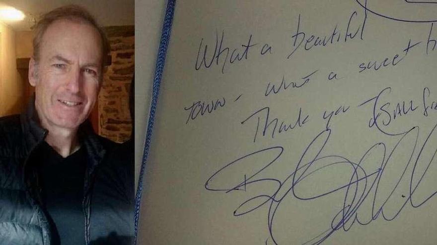 Bob Odenkirk -Saul Goodman en la ficción- y su firma en el libro de visitas de un hotel de Puebla.