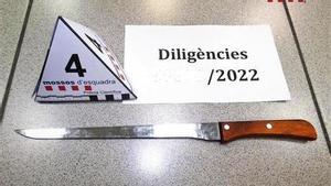 Imagen de un cuchillo usado en un atraco en Barcelona
