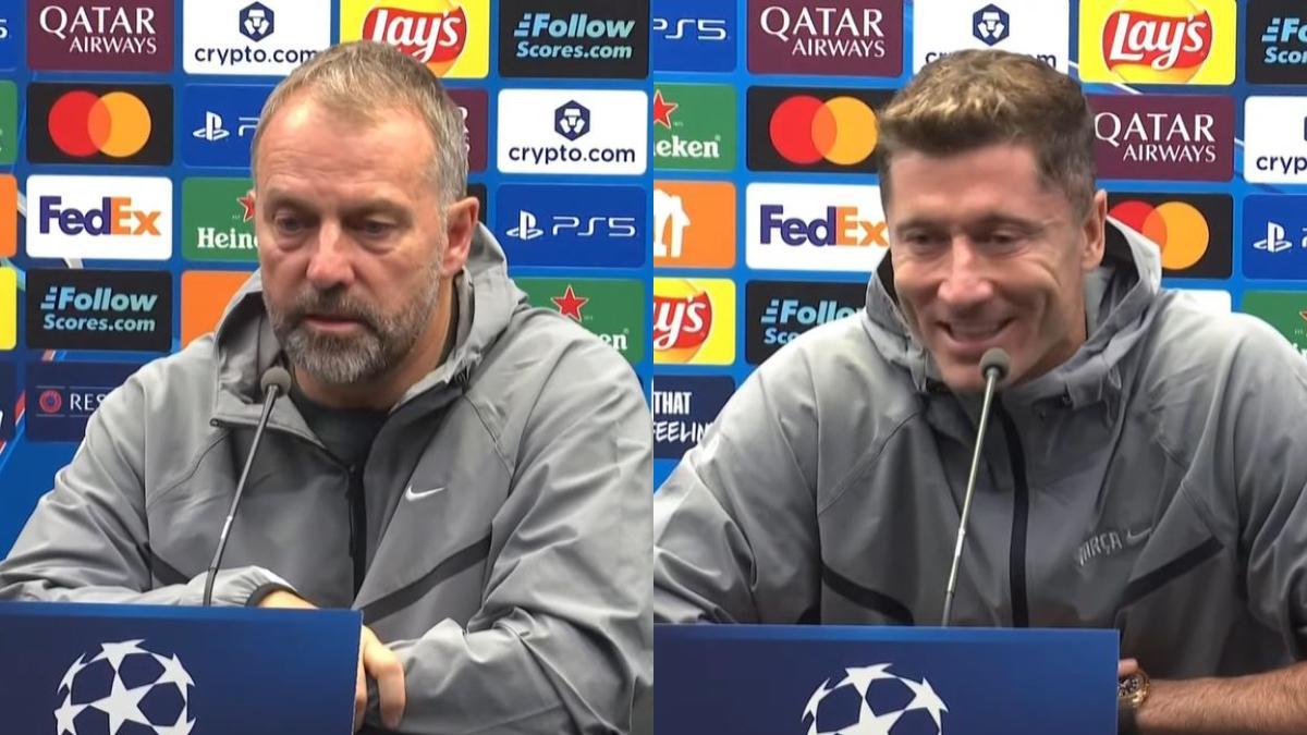 Flick y Lewandowski en rueda de prensa