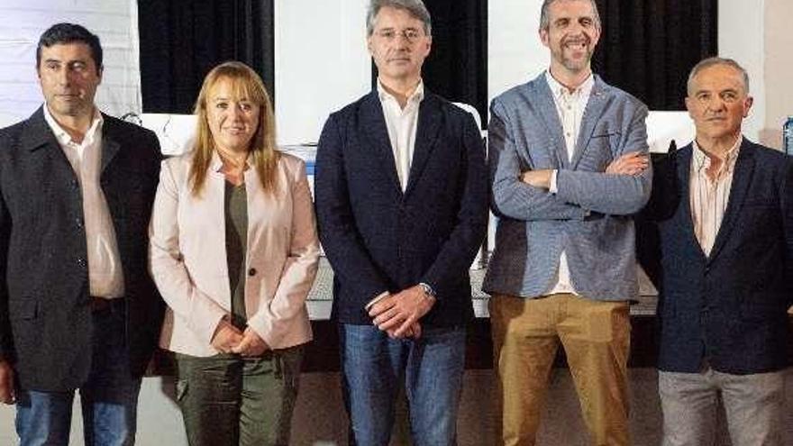 Los cinco candidatos a la Alcaldía, en el debate del miércoles. // Muñiz