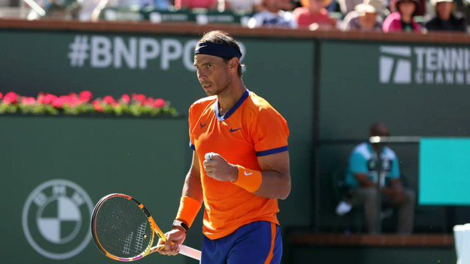 Nadal celebra un punto.