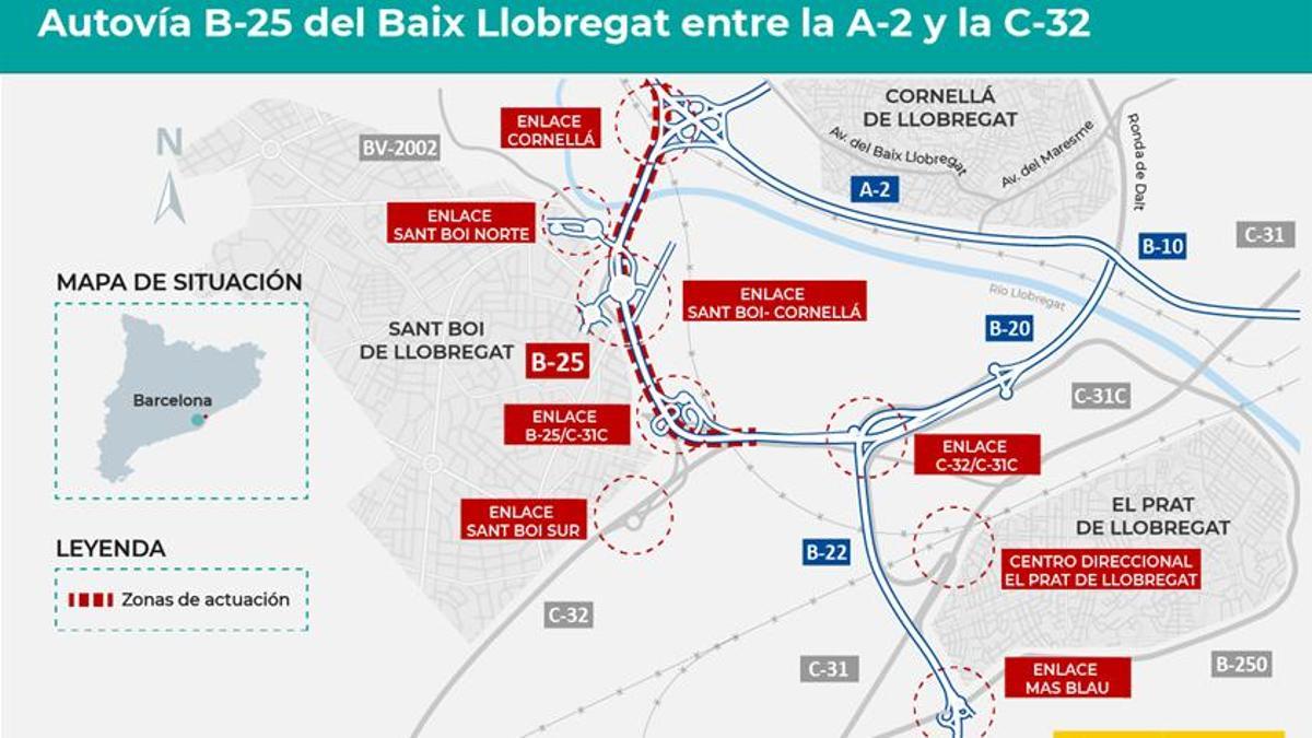El Govern formalitza per 65 milions les obres de la prolongació de l’autovia del Baix Llobregat