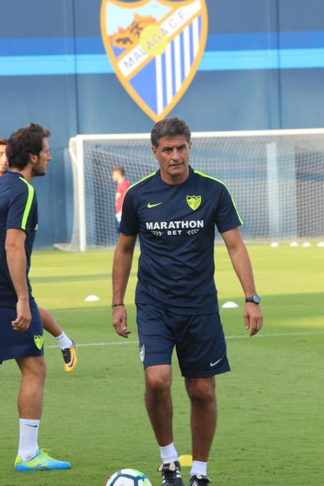 Entrenamiento del Málaga CF tras la derrota en Valencia