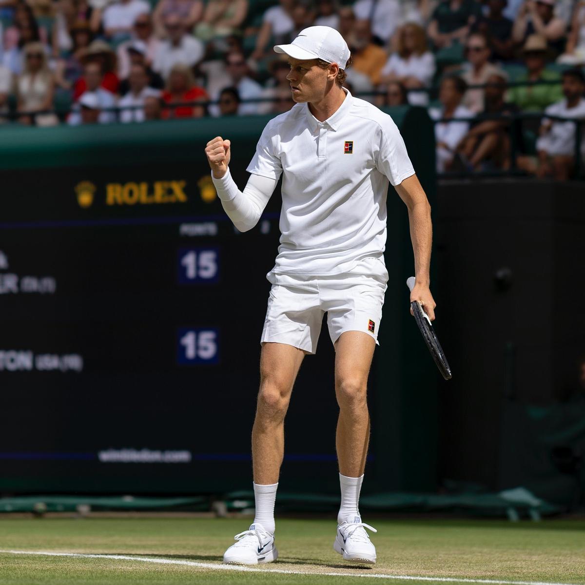 Sinner celebra un punto contra Shelton