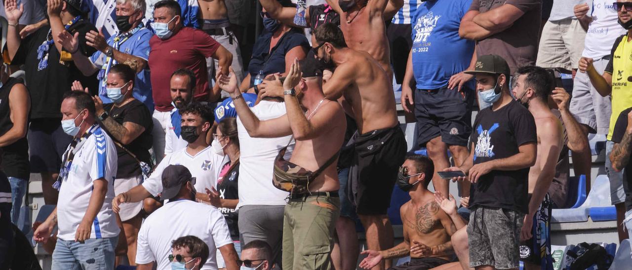 Parte del público asistente al partido del CD Tenerife frente a la Ponferradina.