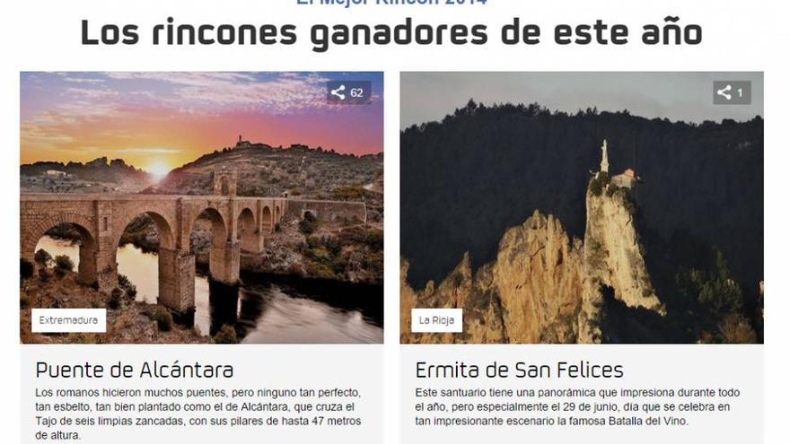 El puente de Alcántara y la ermita de San Felices, ganadores del Mejor Rincón 2014