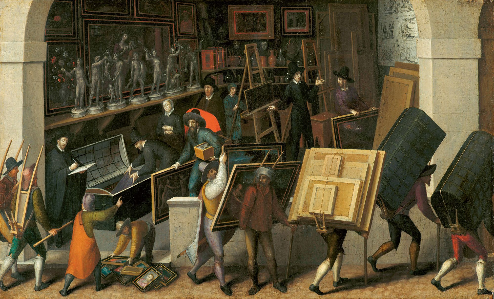 Confiscación de los enseres de la galería de un marchante. François Bunel el Joven