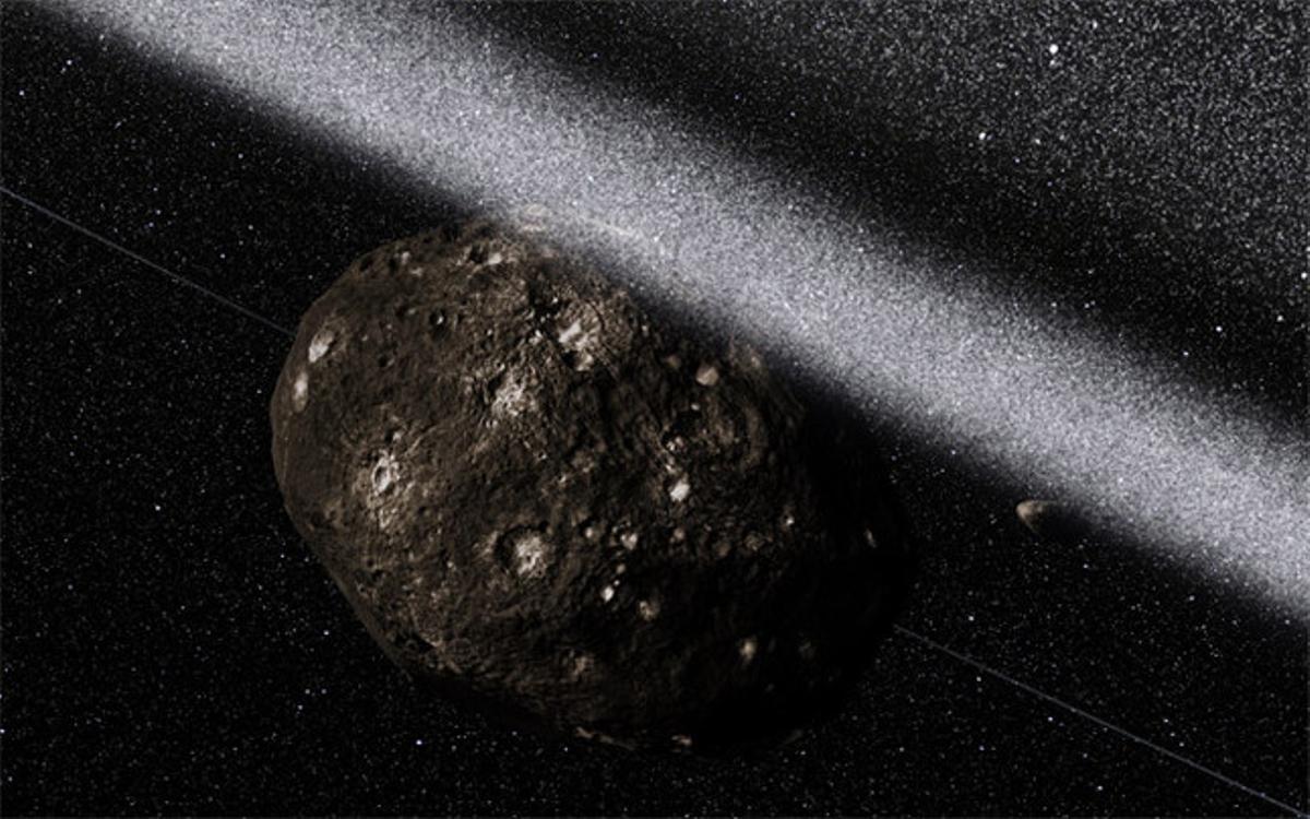 Una impressió artística dels anells que envolten l’asteroide Chariklo.