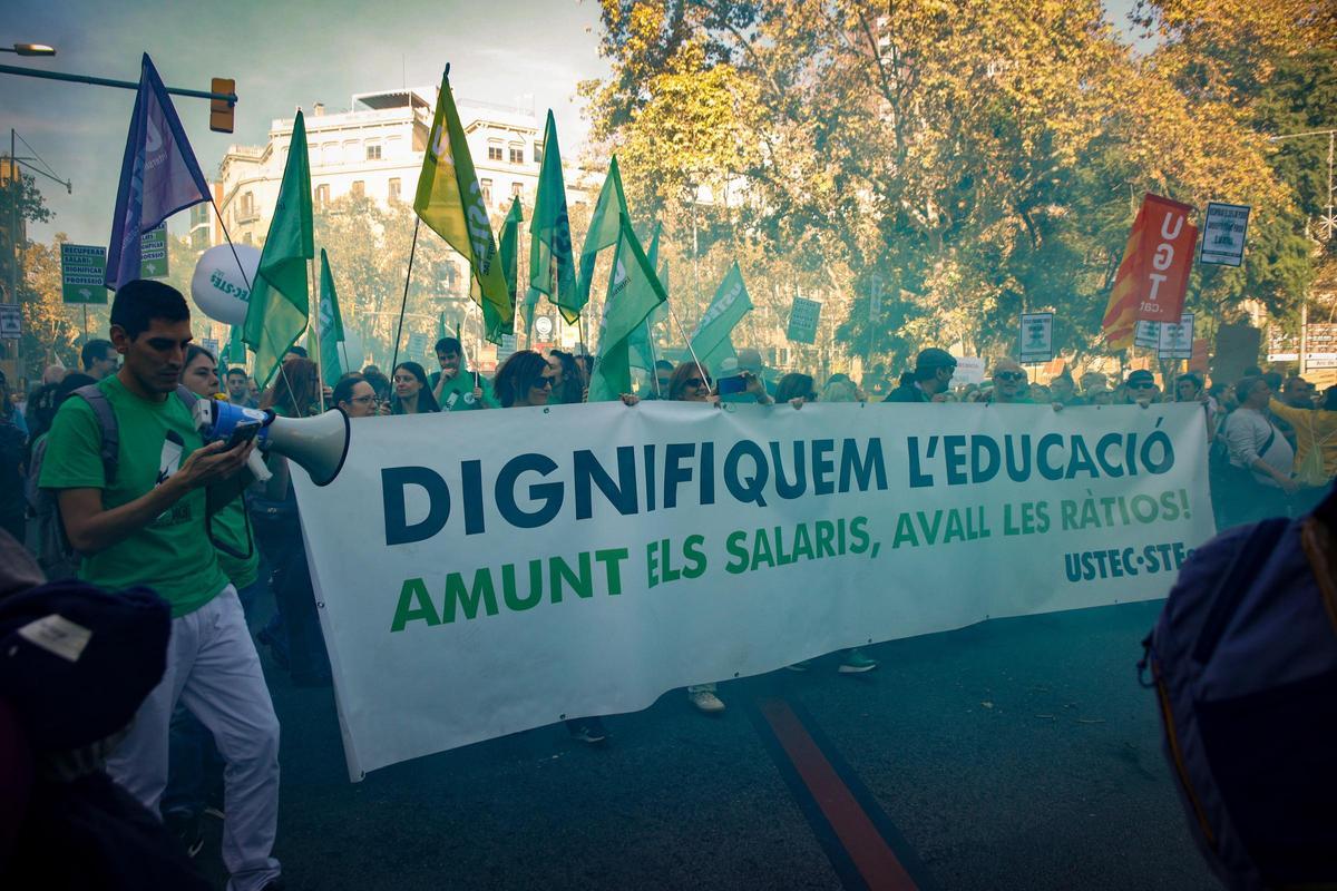 Manifestación de sindicatos educativos en Barcelona
