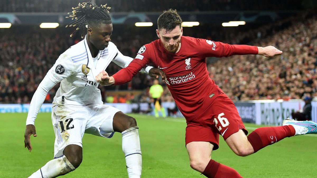 Andy Robertson, en un duelo de Champions frente al Real Madrid