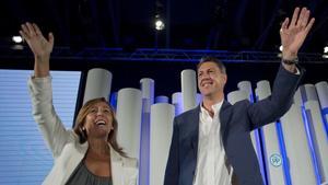 Alicia Sánchez-Camacho y Xavier García Albiol, en un mitin de la campaña de las elecciones autonómicas del 2015, en Barcelona.