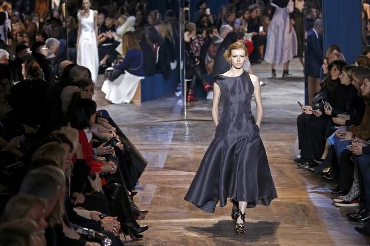 A model presents a creation by Swiss designers Serge Ruffieux and Lucie Meier as part of their Haute Couture Spring/Summer 2016 fashion show for Dior in Paris