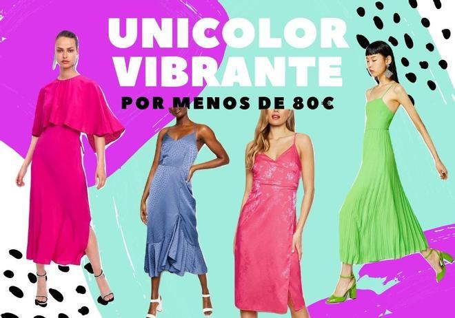 Vestidos por menos de 80€: unicolor vibrante