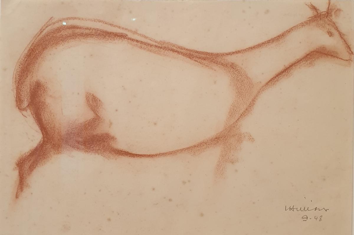 Dibujo de una cierva prehistórica realizado por Eduardo Chillida en 1948.