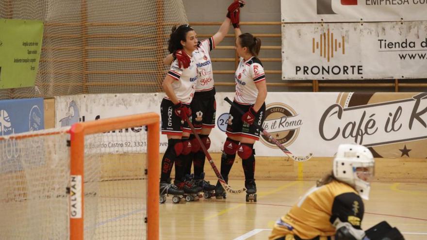 Las jugadoras del Telecable celebran un gol en una imagen de archivo. | Á.G.