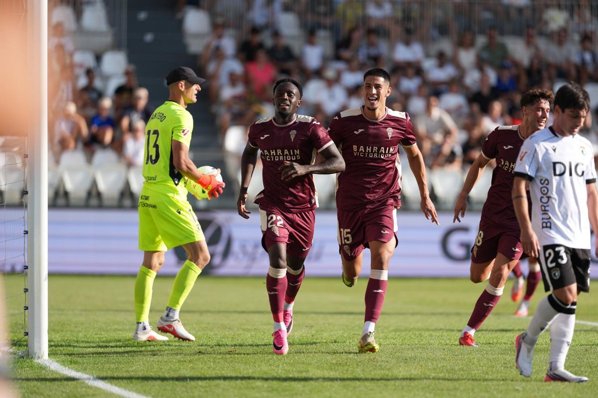 Diarra, en la celebración de su gol ante el Burgos en El Plantío.