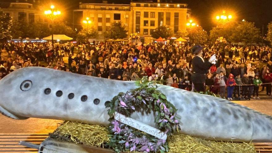 El entierro de la lamprea reúne a miles de personas en Salvaterra. | D.P.