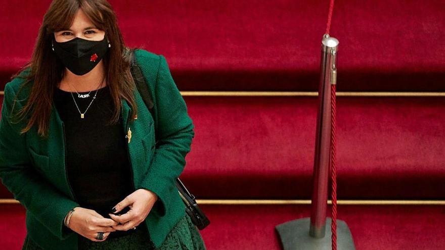 La presidenta del Parlament, Laura Borràs, ahir a la cambra