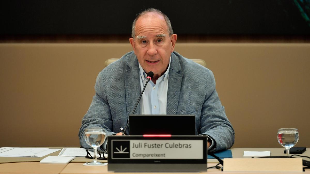 Juli Fuster, exdirector del IB-Salut, durante la comparecencia este mediodía en el Parlament