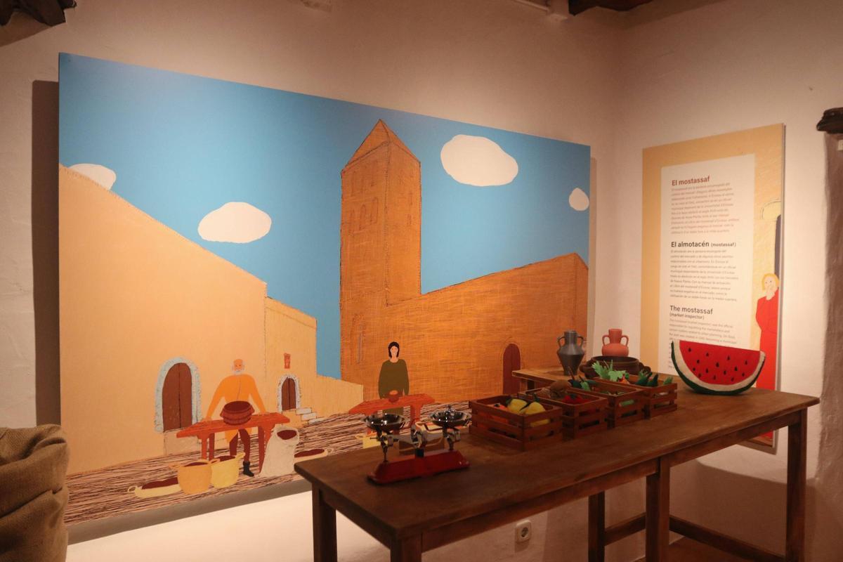 Recreación de un mercado en la muestra infantil sobre los pesos y medidas