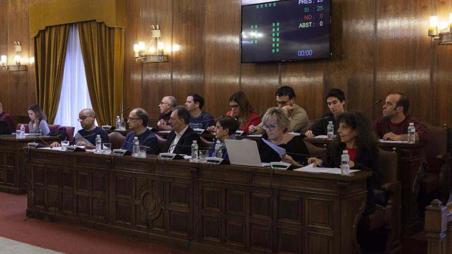 Bancada del PSOE en la Diputación durante el último pleno del año 2019.