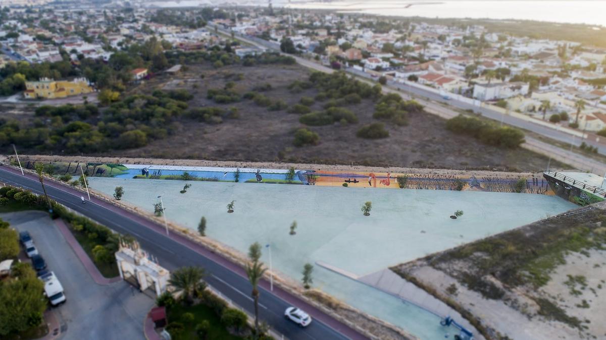 Balsa de laminación de aguas pluviales de Torrealmendros en Torrevieja.