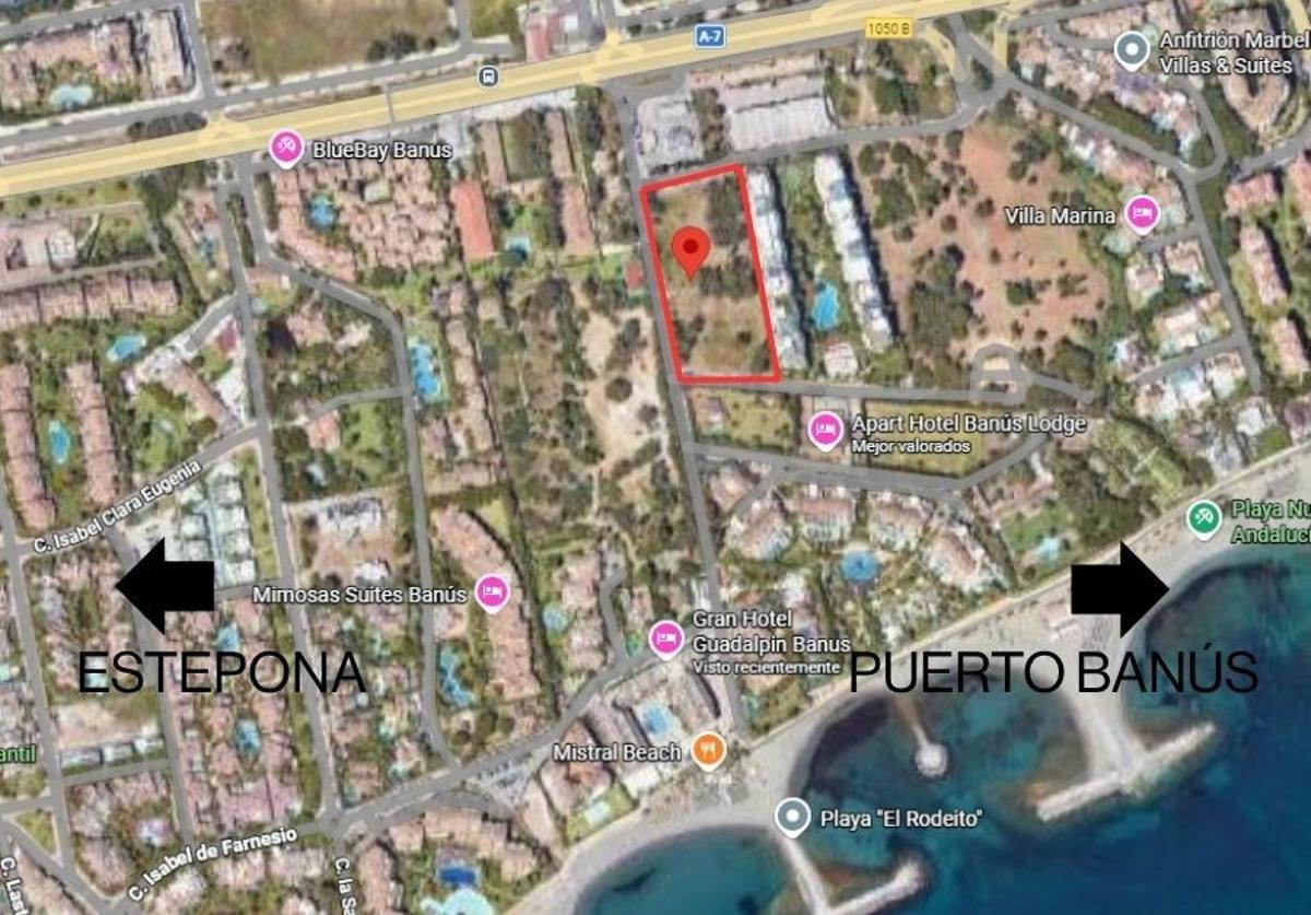 Localización del futuro complejo de viviendas de lujo en Puerto Banús.